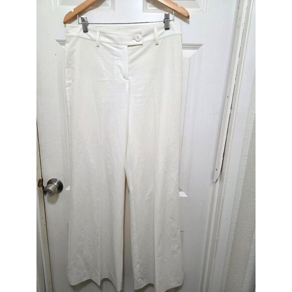 Cabi Women's Ivory Wide-Leg Formal Professional Trousers Size 8 Polyester Blend - Picture 1 of 8